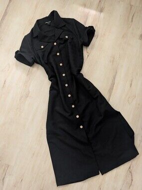 Lightweight Versatile Black Button Down Tshirt Dress Dana Kay Black Size 16
